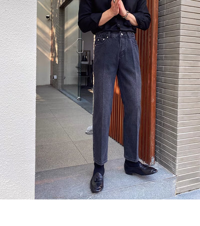 Jeans Slim Fit Estilo Retro Británico para Hombre - Image 76