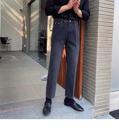 Jeans Slim Fit Estilo Retro Británico para Hombre - Image 82