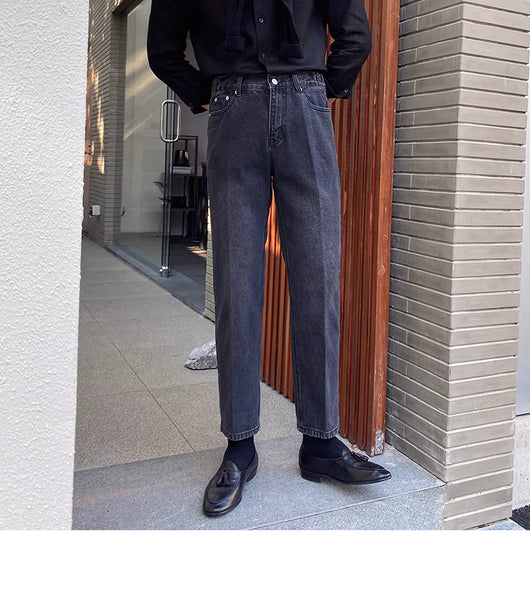 Jeans Slim Fit Estilo Retro Británico para Hombre - Image 86