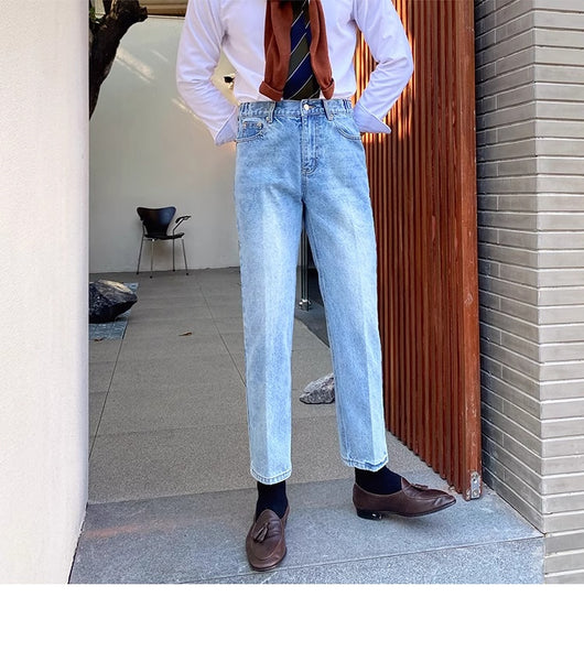 Jeans Slim Fit Estilo Retro Británico para Hombre - Image 88