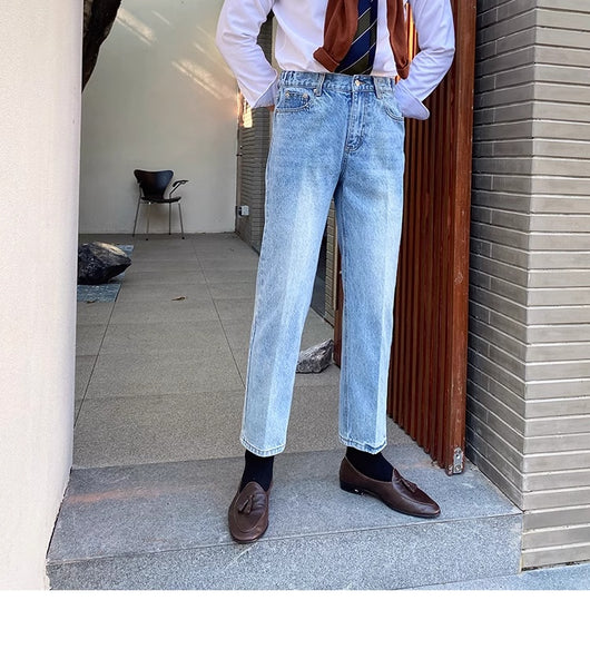 Jeans Slim Fit Estilo Retro Británico para Hombre - Image 90