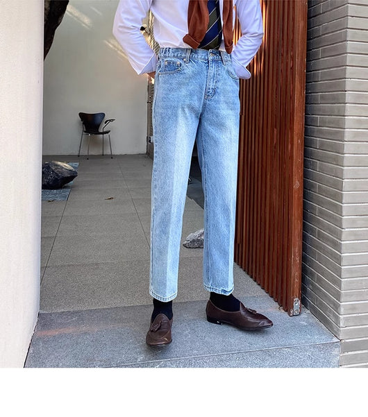 Jeans Slim Fit Estilo Retro Británico para Hombre - Image 94
