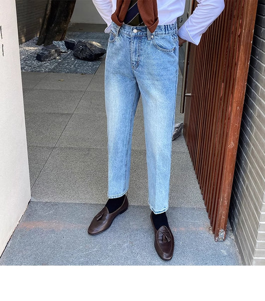 Jeans Slim Fit Estilo Retro Británico para Hombre - Image 98