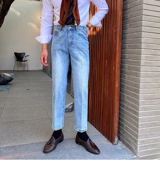 Jeans Slim Fit Estilo Retro Británico para Hombre - Image 100