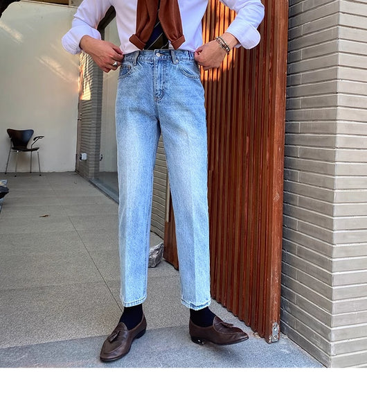 Jeans Slim Fit Estilo Retro Británico para Hombre - Image 102