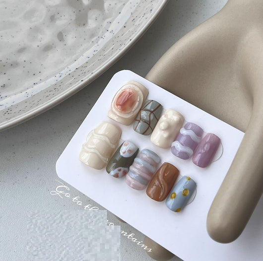 Uñas Postizas Artesanales Colores Verano - Protección Suave y Elegante - Image 13