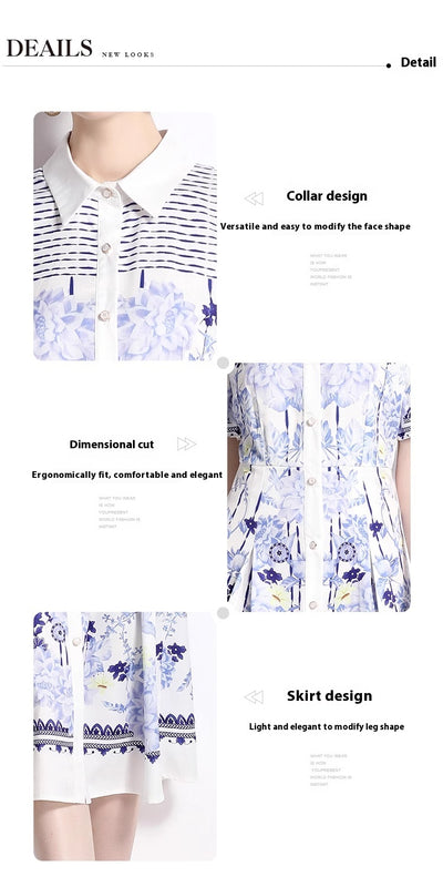 Vestido Estampado Cuello Slim Manga Corta Largo Medio - Image 12