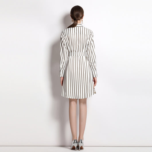 Vestido Camisero a Rayas Estilo Coreano Corte Holgado - Image 8