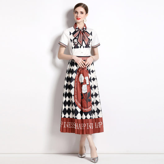 Conjunto Elegante Falda Plisada con Blusa Estampada - Image 7