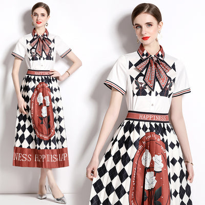 Conjunto Elegante Falda Plisada con Blusa Estampada - Image 8