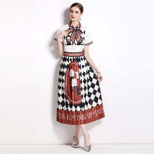 Conjunto Elegante Falda Plisada con Blusa Estampada - Image 11
