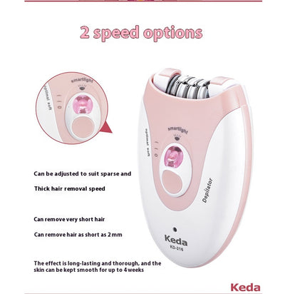 Pink and white Keda KD-216 multifunctional epilator with 36-tooth blade, LED light, and USB charging. - Image 22