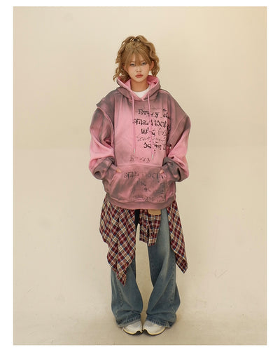 Sudadera Falsa Dos Piezas con Capucha para Mujer - Corte Holgado - Image 30