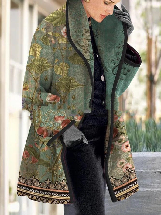 Abrigo de Lana para Mujer con Solapa Grande e Impresión Digital - Image 14