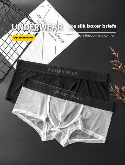 Calzón Boxer Masculino Ice Silk Transparente Respirable Baja Cintura - Image 25