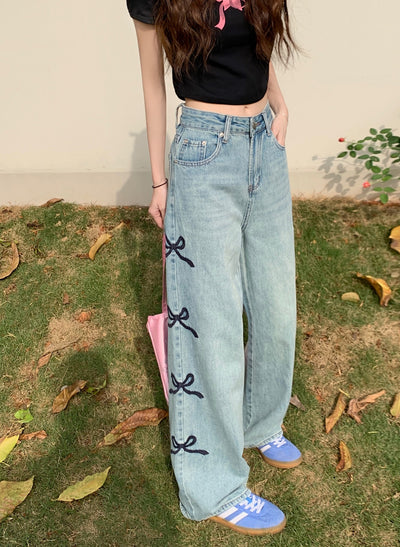 Pantalones Jeans Acampanados con Bordado de Mariposas para Mujer - Image 13
