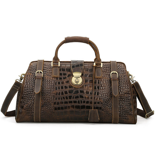 Bolsa de Viaje de Cuero con Patrón Europeo para Hombre - Image 8