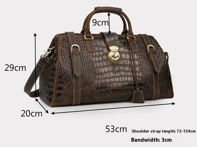 Bolsa de Viaje de Cuero con Patrón Europeo para Hombre - Image 11