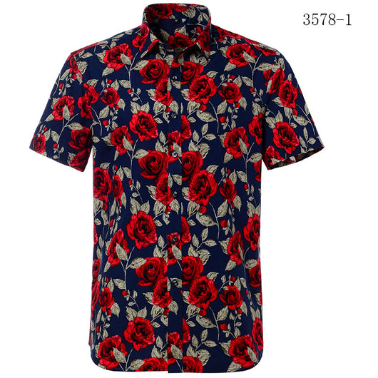 Camisa de manga corta estampada para hombre estilo europeo - Image 18