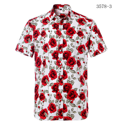 Camisa de manga corta estampada para hombre estilo europeo - Image 23
