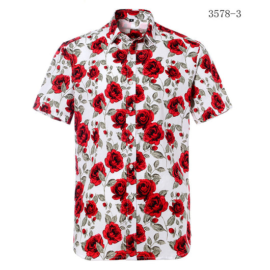 Camisa de manga corta estampada para hombre estilo europeo - Image 23