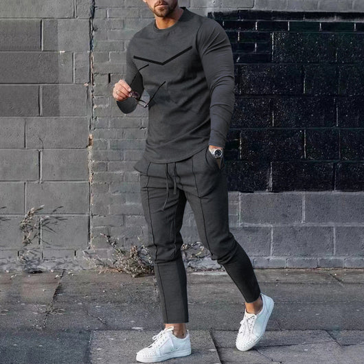 Conjunto Elegante de Pantalón y Camiseta Manga Larga para Hombre - Image 49