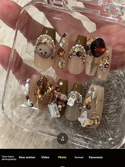 Uñas Postizas Personalizables Maillard Bear Polo Marrón - Image 26