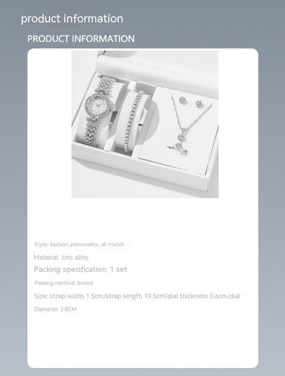 Set de 5 Piezas de Joyería: Pulsera, Collar, Anillo y Reloj con Diamantes - Image 8
