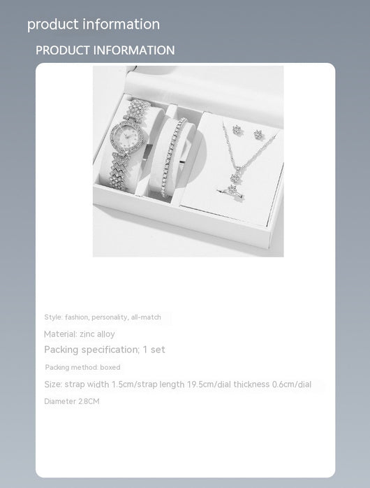 Set de 5 Piezas de Joyería: Pulsera, Collar, Anillo y Reloj con Diamantes - Image 8