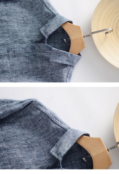 Camisa de Lino Suelta con Cuello Polo Manga Larga para Hombre - Image 26