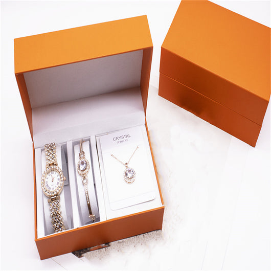 Juego de Reloj Brillante de 3 Piezas con Pulsera y Collar - Image 8