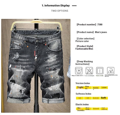 Jeans para Hombre con Parches Elásticos y Detalles Pintados a Mano - Image 9