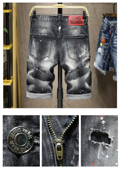 Jeans para Hombre con Parches Elásticos y Detalles Pintados a Mano - Image 10