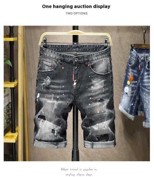 Jeans para Hombre con Parches Elásticos y Detalles Pintados a Mano - Image 11