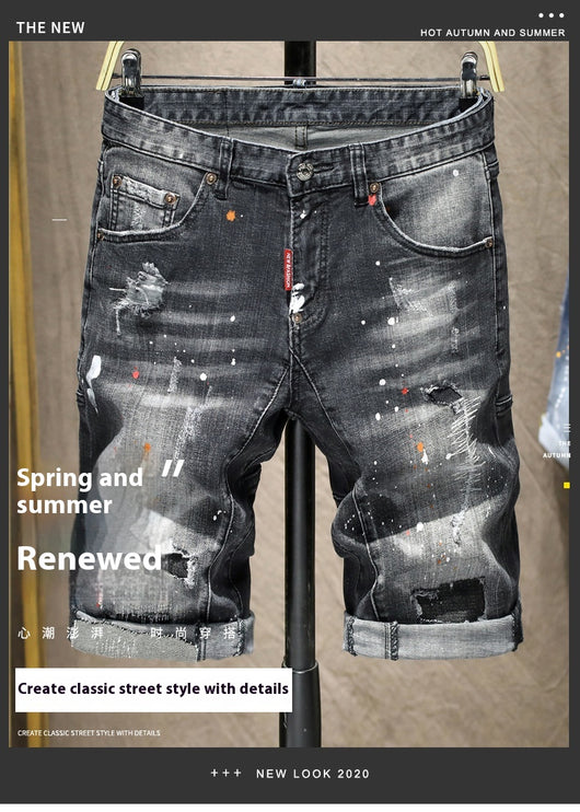 Jeans para Hombre con Parches Elásticos y Detalles Pintados a Mano - Image 13