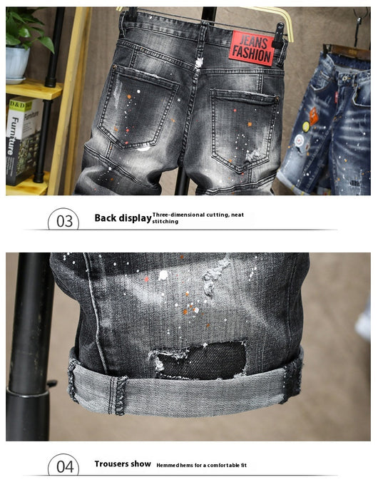 Jeans para Hombre con Parches Elásticos y Detalles Pintados a Mano - Image 14