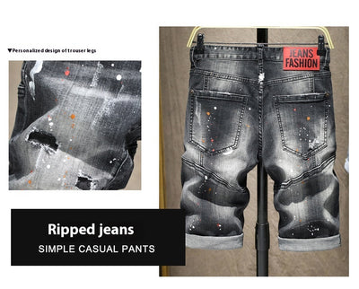 Jeans para Hombre con Parches Elásticos y Detalles Pintados a Mano - Image 15