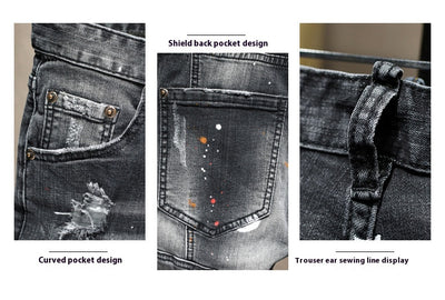 Jeans para Hombre con Parches Elásticos y Detalles Pintados a Mano - Image 16