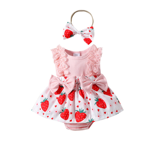 Enterizo Infantil Estampado Fresas con Moño sin Mangas para Verano - Image 12