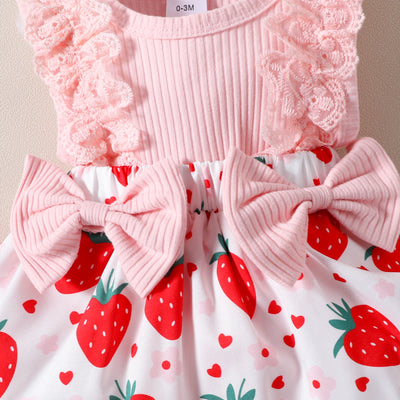 Enterizo Infantil Estampado Fresas con Moño sin Mangas para Verano - Image 16
