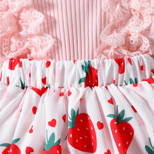 Enterizo Infantil Estampado Fresas con Moño sin Mangas para Verano - Image 17