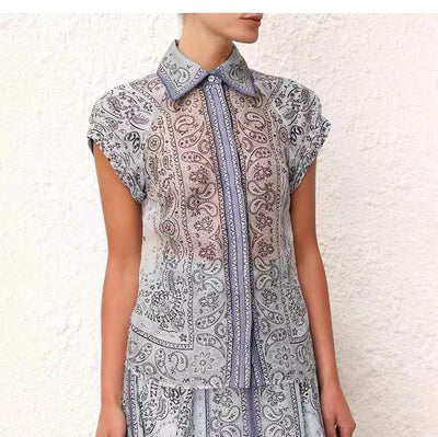 Conjunto Elegante Otoño Invierno: Blusa Estampada de Diseñador + Falda Larga con Cordón - Image 14