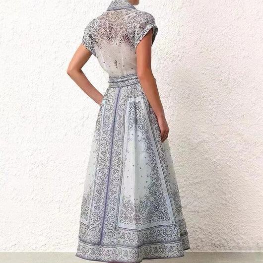 Conjunto Elegante Otoño Invierno: Blusa Estampada de Diseñador + Falda Larga con Cordón - Image 17