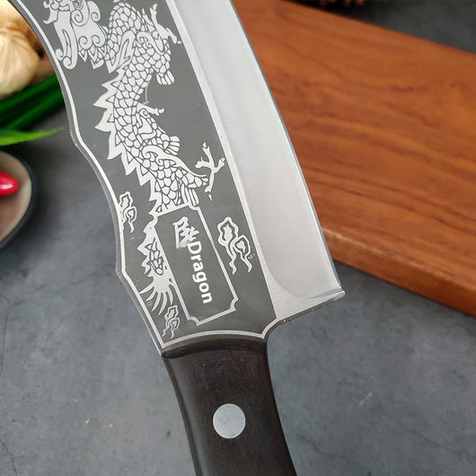 Machete Profesional Forjado con Patrón Dragón - Cortador Multifunción para Leña, Bambú y Hueso - Image 9