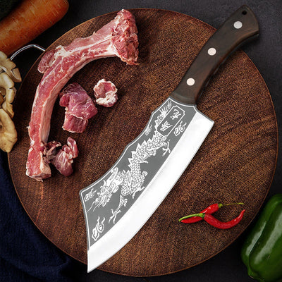 Machete Profesional Forjado con Patrón Dragón - Cortador Multifunción para Leña, Bambú y Hueso - Image 10