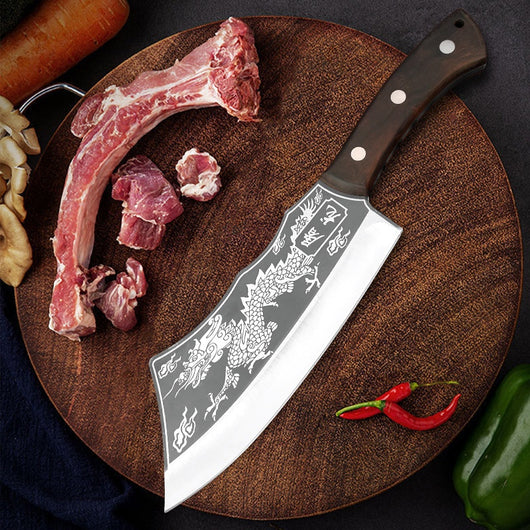 Machete Profesional Forjado con Patrón Dragón - Cortador Multifunción para Leña, Bambú y Hueso - Image 10