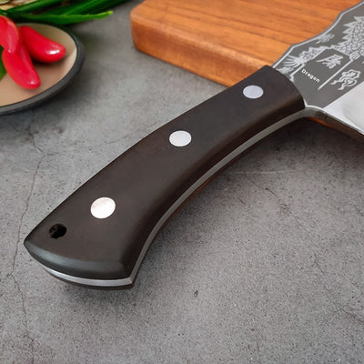 Machete Profesional Forjado con Patrón Dragón - Cortador Multifunción para Leña, Bambú y Hueso - Image 12