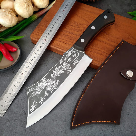 Machete Profesional Forjado con Patrón Dragón - Cortador Multifunción para Leña, Bambú y Hueso - Image 26