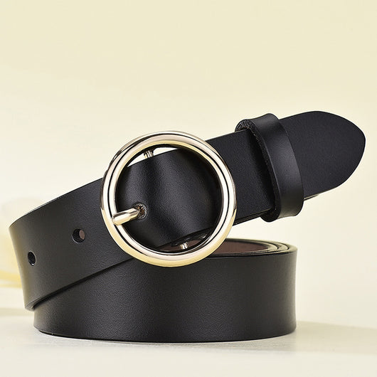 Cinturón de Cuero para Mujer con Hebilla Redonda Versátil - Image 14