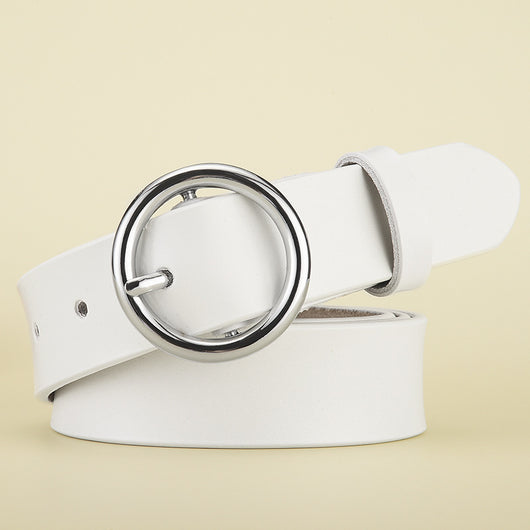 Cinturón de Cuero para Mujer con Hebilla Redonda Versátil - Image 19
